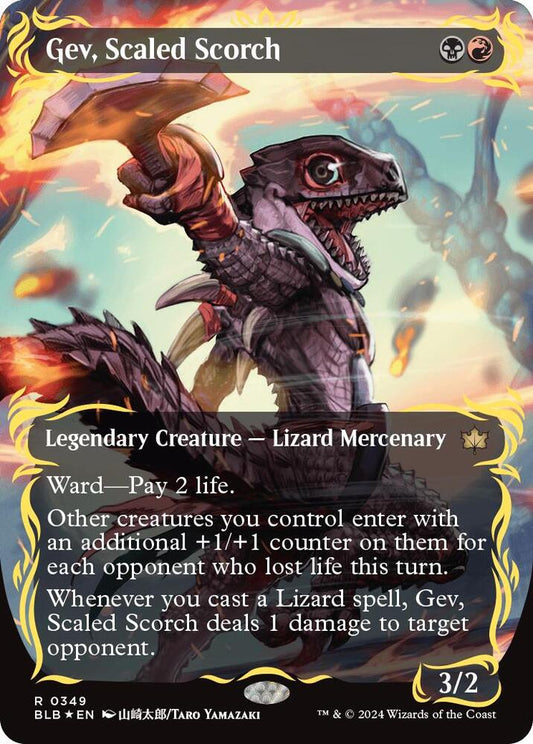 Gev, Scaled Scorch (Borderless) (Raised Foil) [Bloomburrow] 349