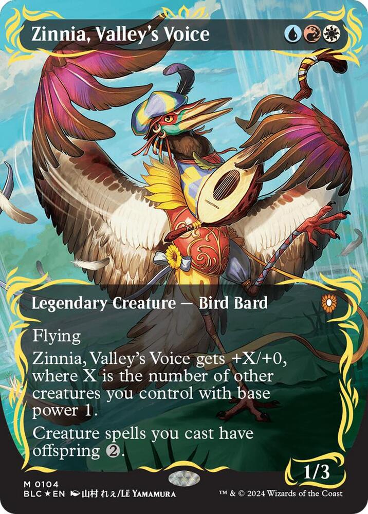 Zinnia, Valley's Voice (Borderless) (Raised Foil) [Commander: Bloomburrow] 104