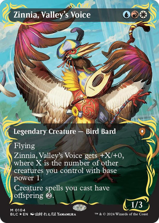 Zinnia, Valley's Voice (Borderless) (Raised Foil) [Commander: Bloomburrow] 104