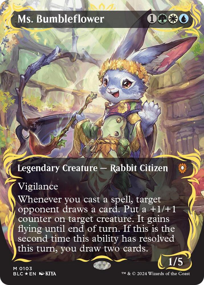 Ms. Bumbleflower (Borderless) (Raised Foil) [Commander: Bloomburrow] 103