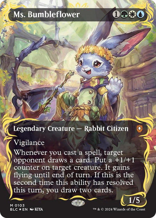 Ms. Bumbleflower (Borderless) (Raised Foil) [Commander: Bloomburrow] 103