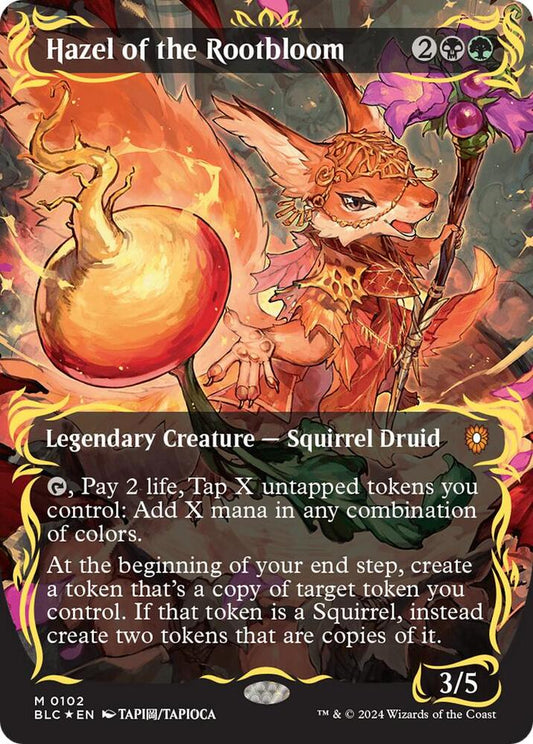 Hazel of the Rootbloom (Borderless) (Raised Foil) [Commander: Bloomburrow] 102