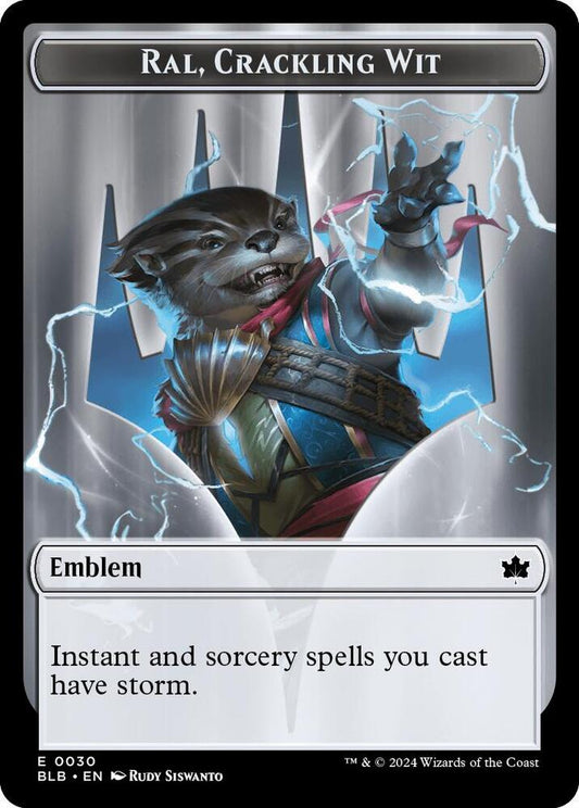 Emblem - Ral, Crackling Wit // Bushy Bodyguard Double-Sided Token [Bloomburrow] 30 // 20