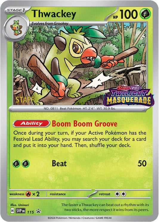 Thwackey - 115 (Prerelease) [Staff] [SV: Scarlet & Violet Promo Cards] 115