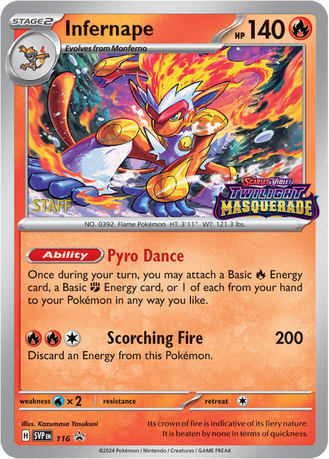 Infernape - 116 (Prerelease) [Staff] [SV: Scarlet & Violet Promo Cards] 116