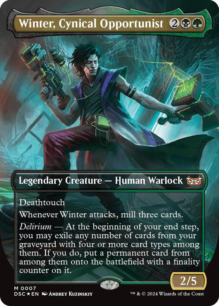 Winter, Cynical Opportunist (Borderless) [Commander: Duskmourn: House of Horror] 7