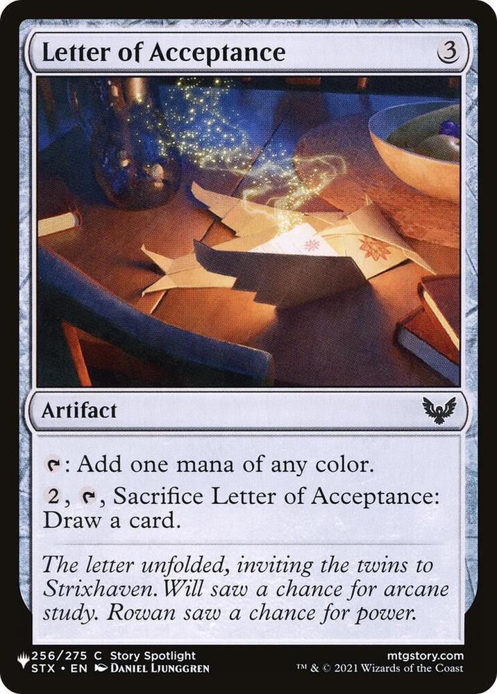 Letter of Acceptance [The List Reprints] 256/275