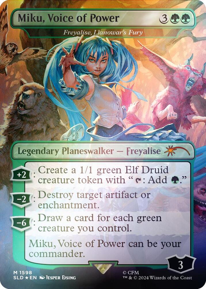 Miku, Voice of Power - Freyalise, Llanowar's Fury (Rainbow Foil) [Secret Lair Drop Series] 1598