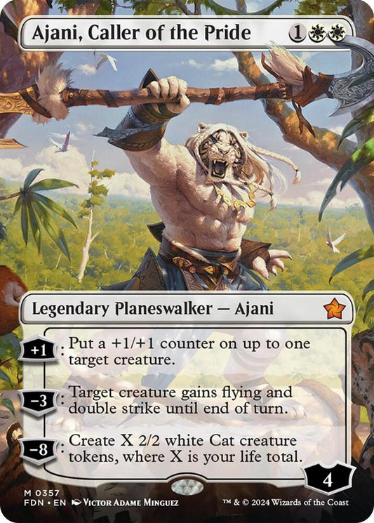 Ajani, Caller of the Pride (Borderless) [Foundations] 357
