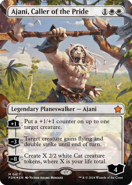 Ajani, Caller of the Pride (Borderless) (Mana Foil) [Foundations] 417