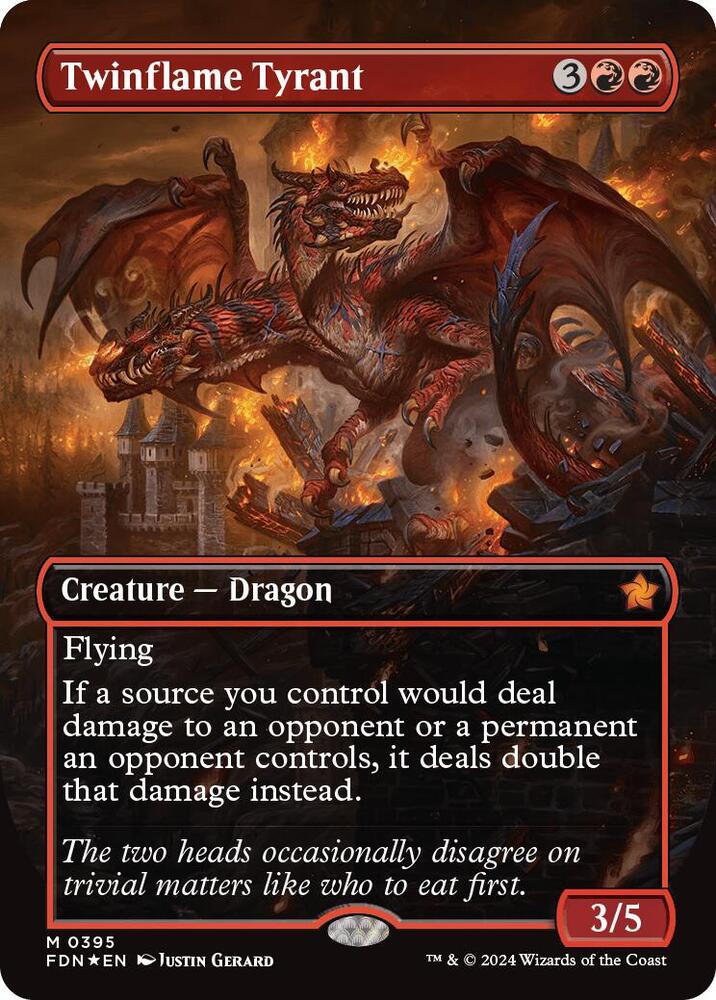 Twinflame Tyrant (Borderless) (Mana Foil) [Foundations] 395