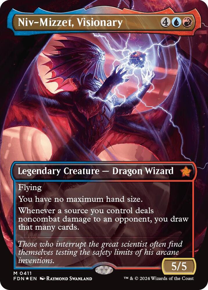 Niv-Mizzet, Visionary (Borderless) (Mana Foil) [Foundations] 411