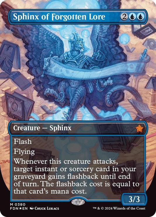 Sphinx of Forgotten Lore (Borderless) (Mana Foil) [Foundations] 380
