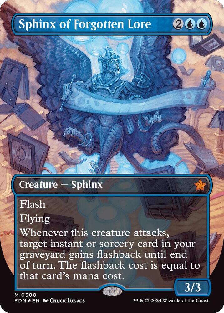Sphinx of Forgotten Lore (Borderless) (Mana Foil) [Foundations] 380