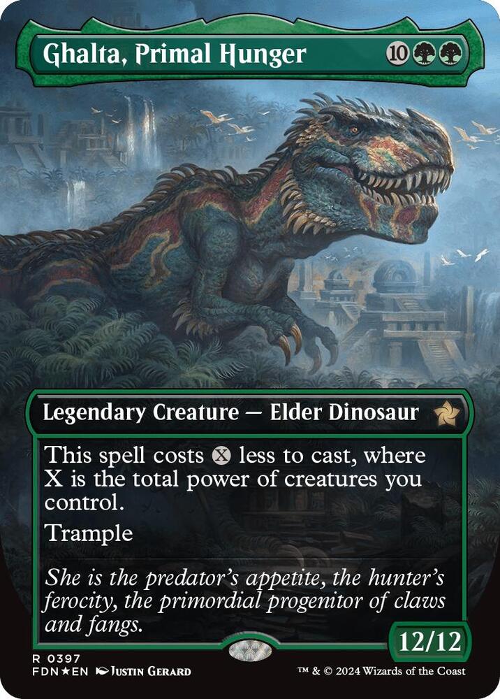 Ghalta, Primal Hunger (Borderless) (Mana Foil) [Foundations] 397