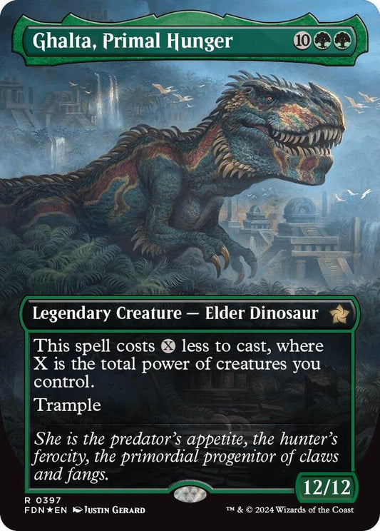 Ghalta, Primal Hunger (Borderless) (Mana Foil) [Foundations] 397