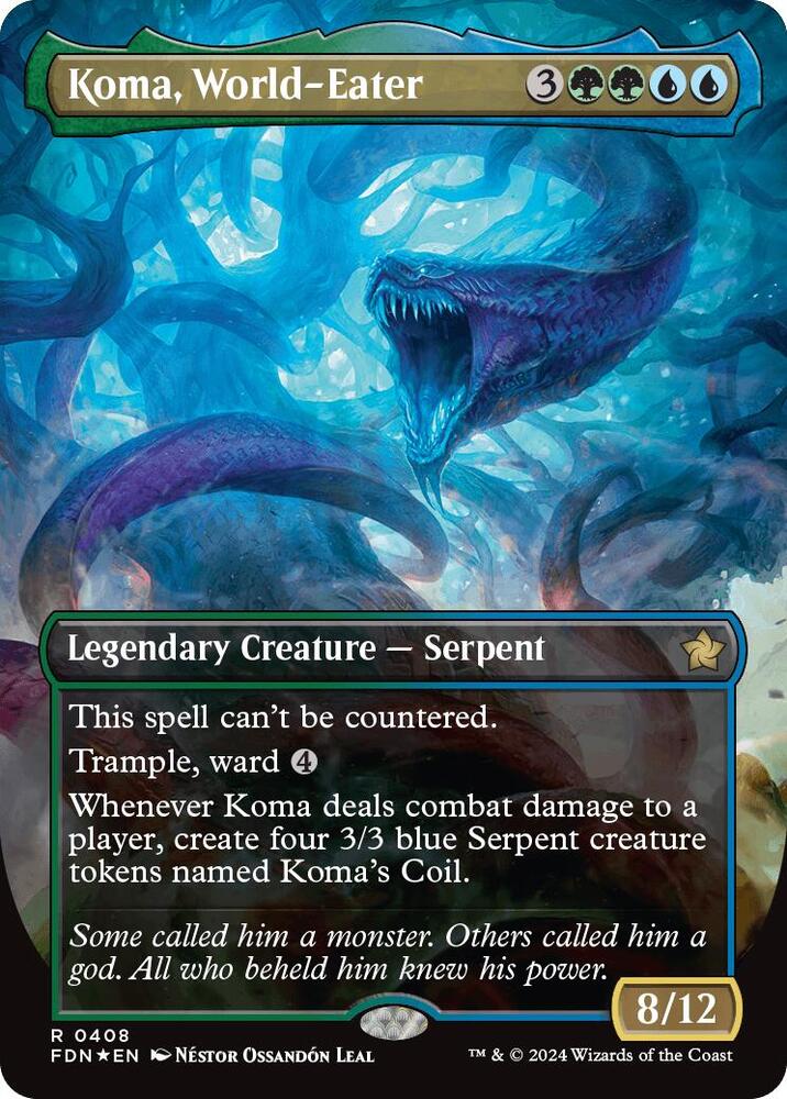 Koma, World-Eater (Borderless) (Mana Foil) [Foundations] 408