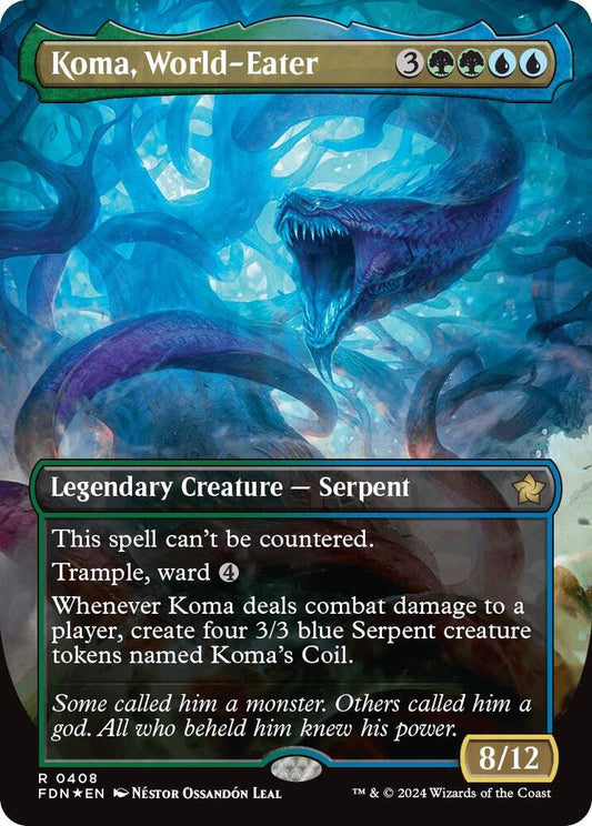 Koma, World-Eater (Borderless) (Mana Foil) [Foundations] 408
