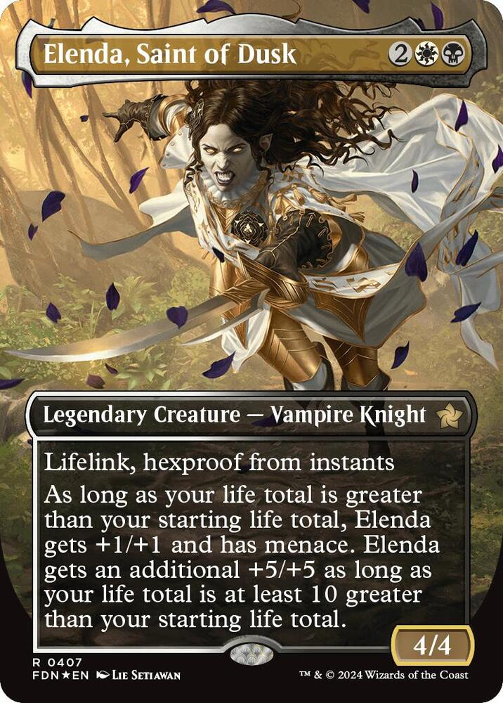 Elenda, Saint of Dusk (Borderless) (Mana Foil) [Foundations] 407