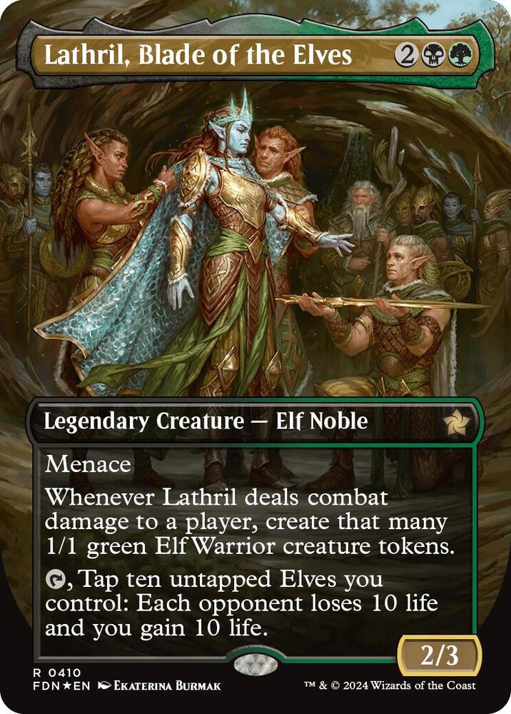 Lathril, Blade of the Elves (Borderless) (Mana Foil) [Foundations] 410