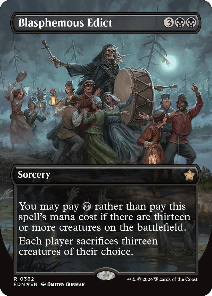 Blasphemous Edict (Borderless) (Mana Foil) [Foundations] 382