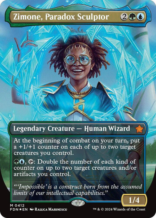 Zimone, Paradox Sculptor (Borderless) (Mana Foil) [Foundations] 412