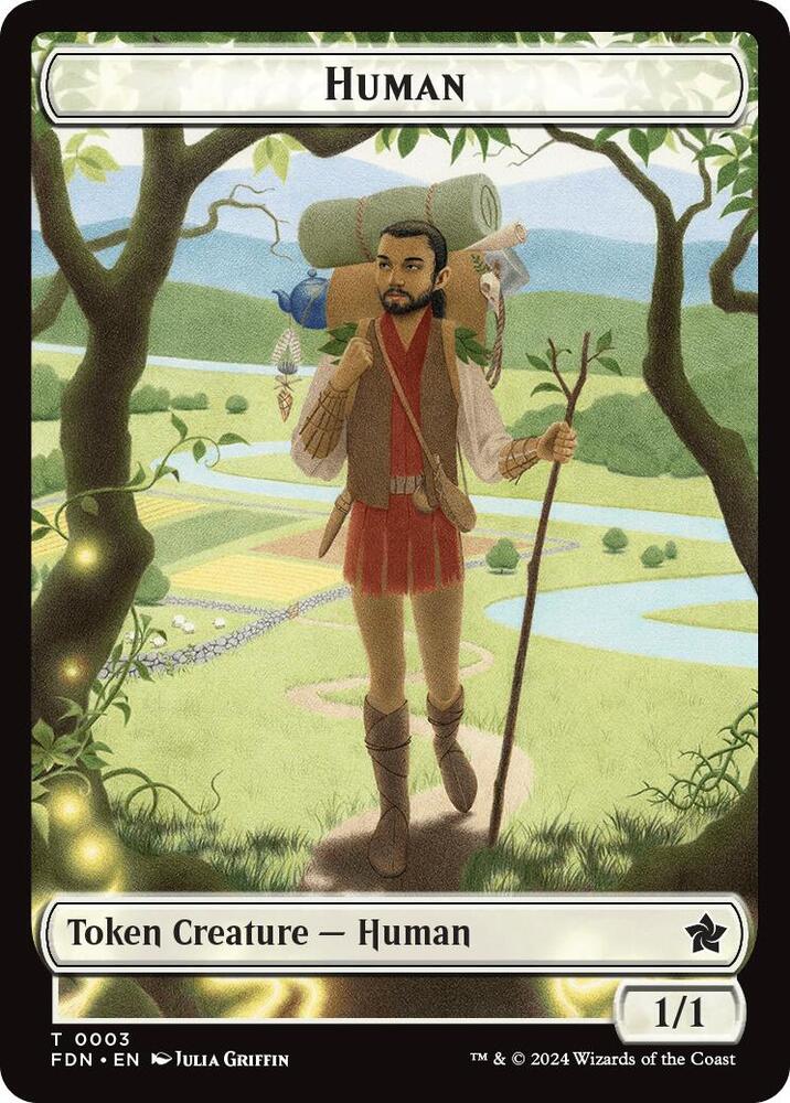 Human // Knight Double-Sided Token [Foundations] 3 // 4