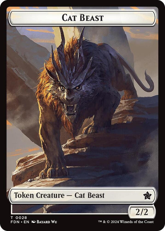 Cat Beast // Dragon (0017) Double-Sided Token [Foundations] 28 // 17