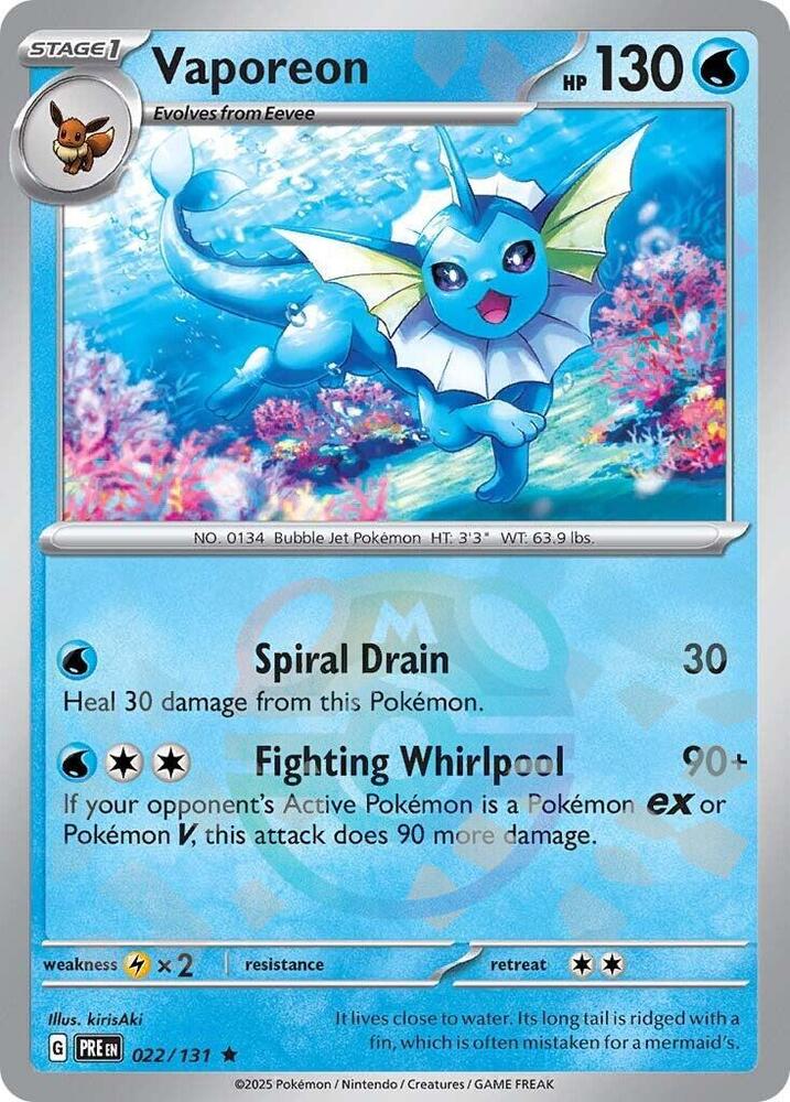 Vaporeon (Master Ball Pattern) [SV: Prismatic Evolutions] 022/131