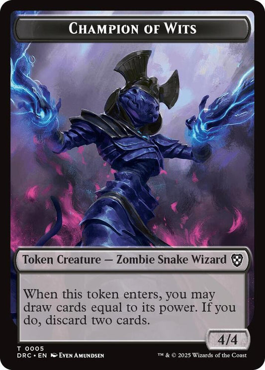 Champion of Wits // Zombie (0003) Double-Sided Token [Commander: Aetherdrift] 5 // 3