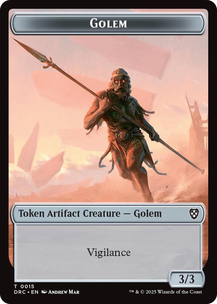 Golem (0015) // Thopter (0009) Double-Sided Token [Commander: Aetherdrift] 15 // 9