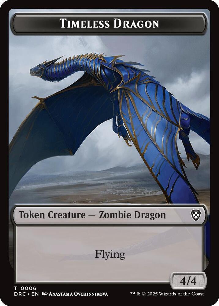 Timeless Dragon // Zombie (0003) Double-Sided Token [Commander: Aetherdrift] 6 // 3