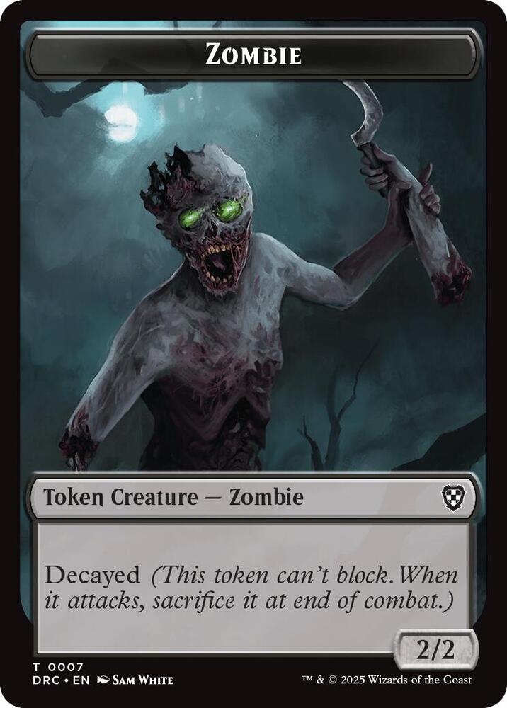 Zombie (0007) // Zombie (0003) Double-Sided Token [Commander: Aetherdrift] 7 // 3