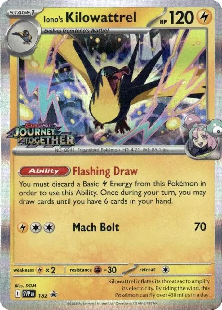 Iono's Kilowattrel - 182 (Prerelease) [SV: Scarlet & Violet Promo Cards] 182