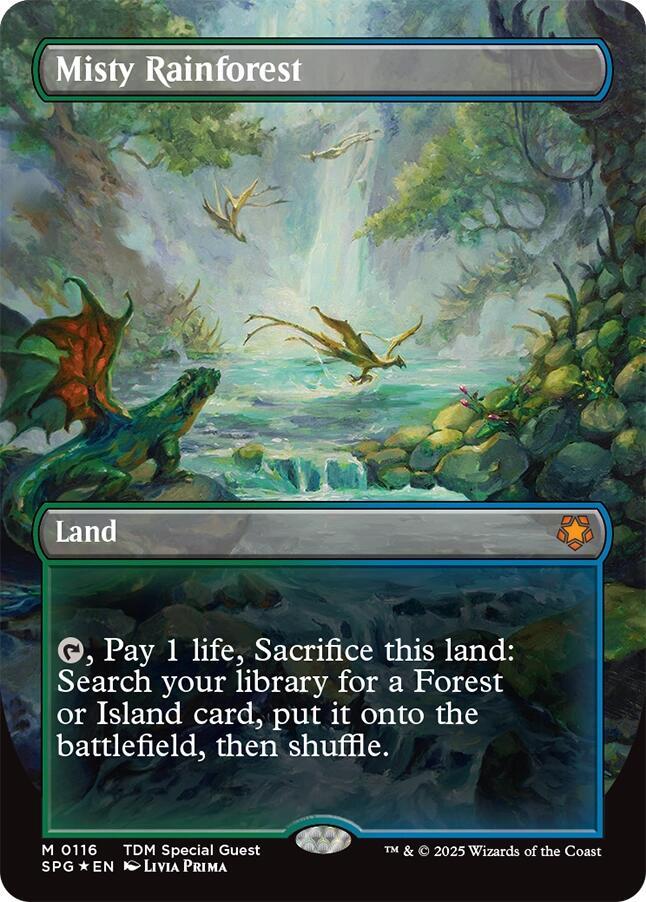 Misty Rainforest (Borderless) (Dragonscale Foil) [Special Guests] 116