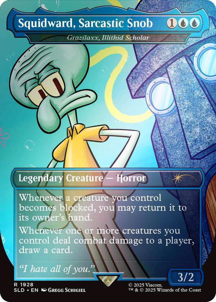 Squidward, Sarcastic Snob - Grazilaxx, Illithid Scholar (Rainbow Foil) [Secret Lair Drop Series] 1928