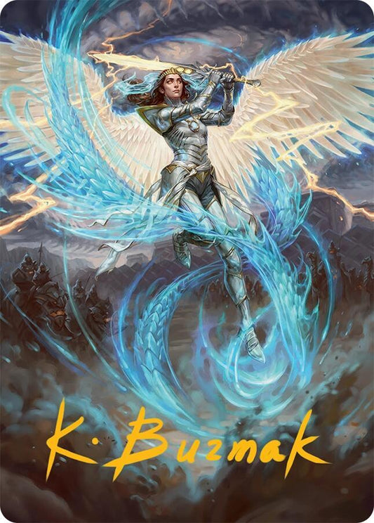 Elspeth, Storm Slayer Art Card (49/54) (Gold-Stamped Signature) [Art Series: Tarkir: Dragonstorm] 49