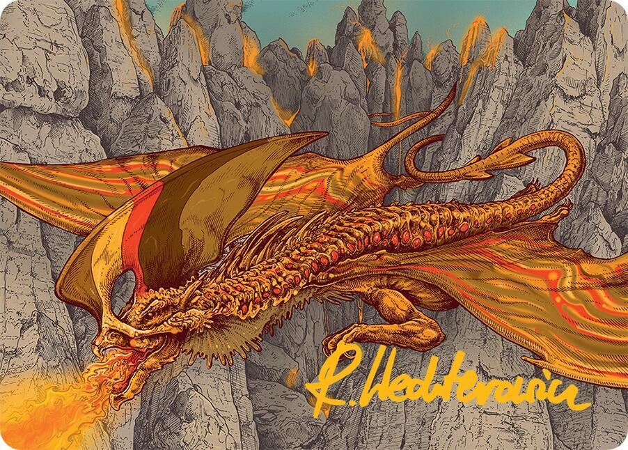Magmatic Hellkite Art Card (34/54) (Gold-Stamped Signature) [Art Series: Tarkir: Dragonstorm] 34