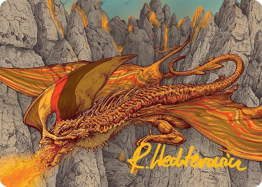 Magmatic Hellkite Art Card (34/54) (Gold-Stamped Signature) [Art Series: Tarkir: Dragonstorm] 34