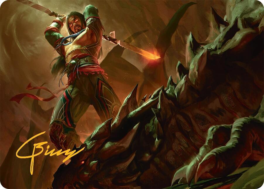 Sarkhan's Resolve Art Card (18/54) (Gold-Stamped Signature) [Art Series: Tarkir: Dragonstorm] 18