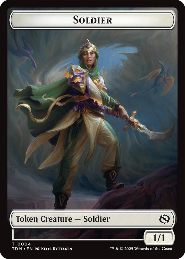 Soldier (0004) // Soldier (0005) Double-Sided Token [Tarkir: Dragonstorm] 4 // 5
