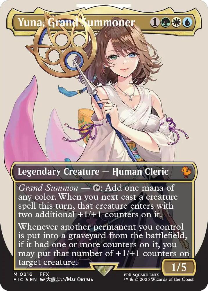 Yuna, Grand Summoner (Borderless) (Surge Foil) [Commander: FINAL FANTASY] 216