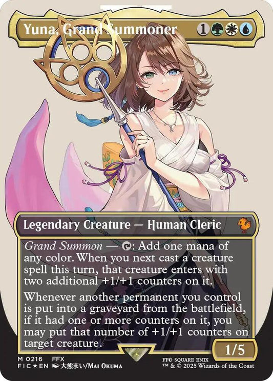 Yuna, Grand Summoner (Borderless) (Surge Foil) [Commander: FINAL FANTASY] 216