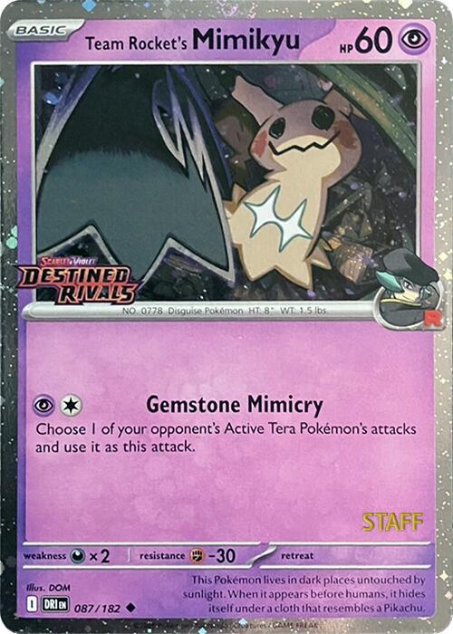 Team Rocket's Mimikyu (Prerelease) [Staff] [Miscellaneous Cards & Products] 087/182