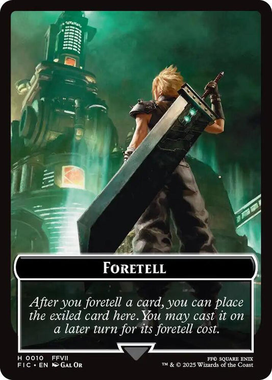 Foretell // Treasure Double-Sided Token (Surge Foil) [Commander: FINAL FANTASY] 10 // 36