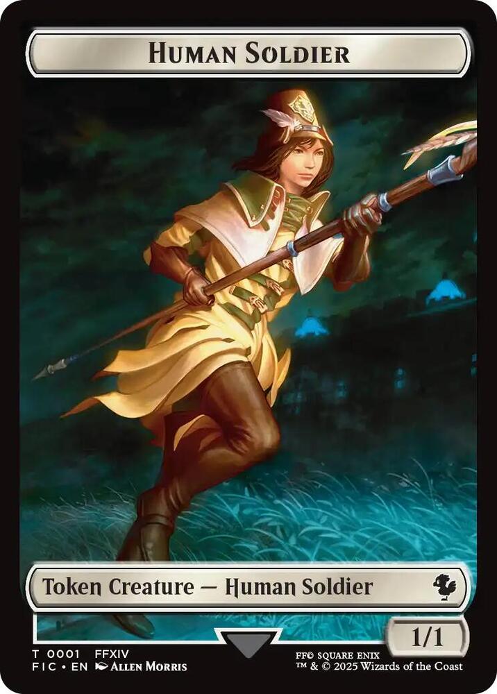 Human Soldier // Hero (0033) Double-Sided Token (Surge Foil) [Commander: FINAL FANTASY] 1 // 33