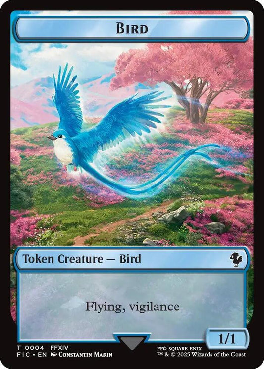 Bird // Hero (0028) Double-Sided Token (Surge Foil) [Commander: FINAL FANTASY] 4 // 28