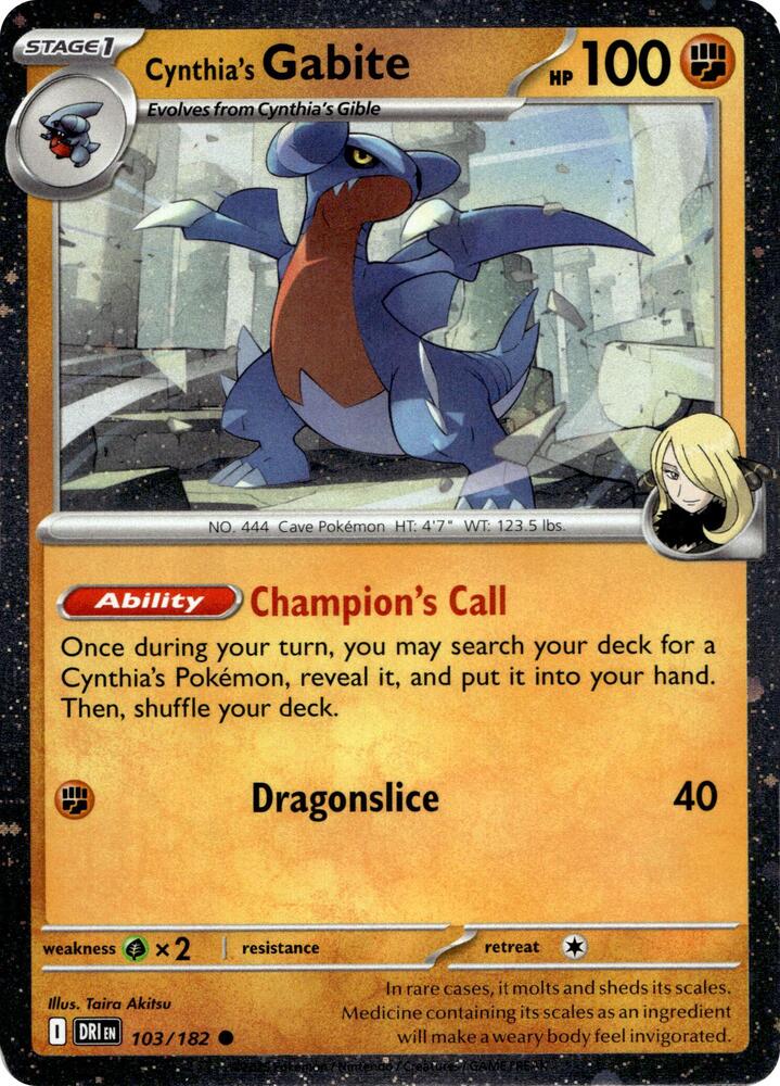 Cynthia's Gabite (Cosmos Holo) [Miscellaneous Cards & Products] 103/182