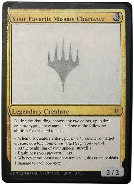 Your Favorite Missing Character [Un-Known Event Playtest Cards]