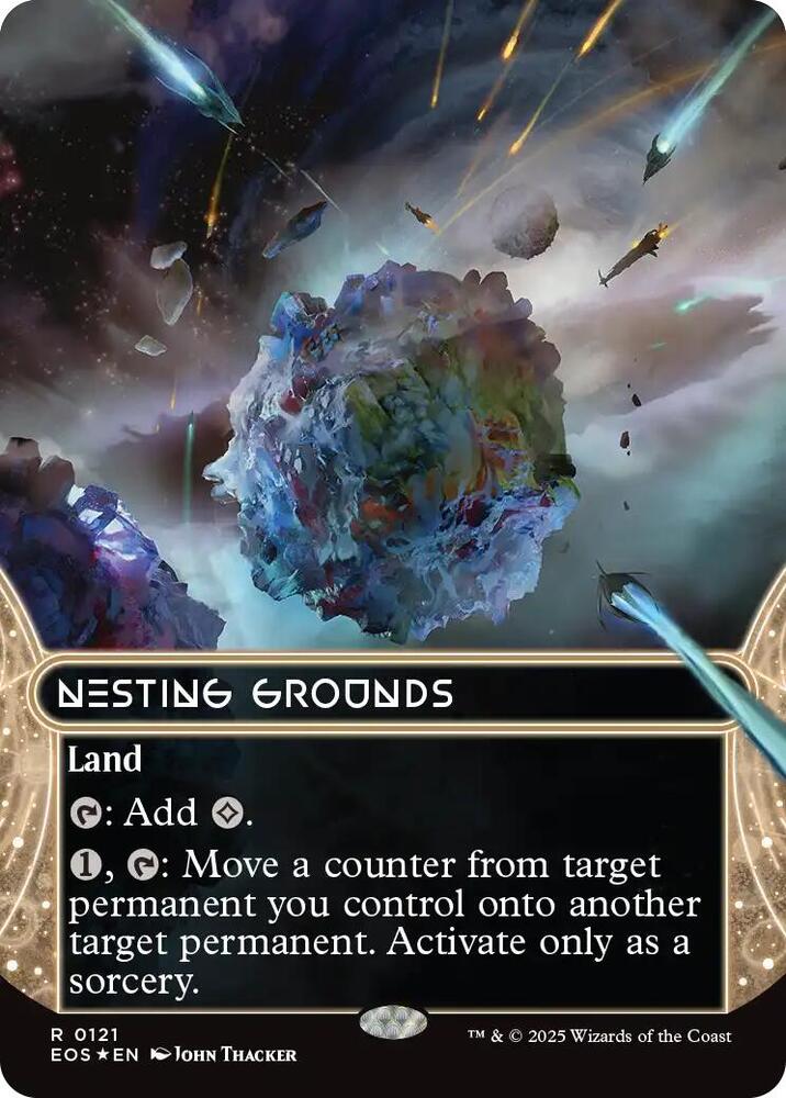 Nesting Grounds (0121) (Borderless) (Galaxy Foil) [Edge of Eternities: Stellar Sights] 121